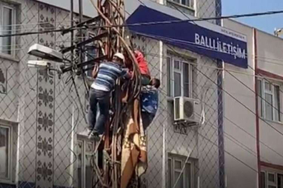 Elektrik direğinde ölüm kalım savaşı