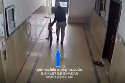 Bisiklet hırsızlığı güvenlik kamerasında