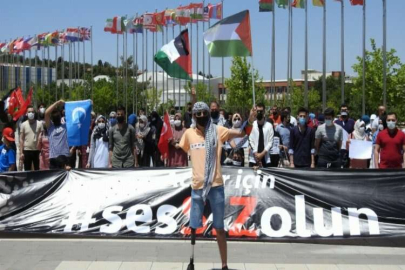 İsrail zulmune sessiz kalan ülkelere Gaziantep’te bantlı tepki