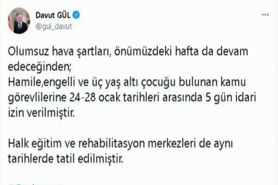 Gaziantep’te kamu görevlilerine idari izin