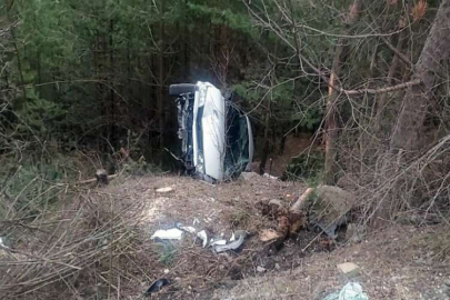 Otomobil ormanlık alanda şarampole yuvarlandı: 2 yaralı