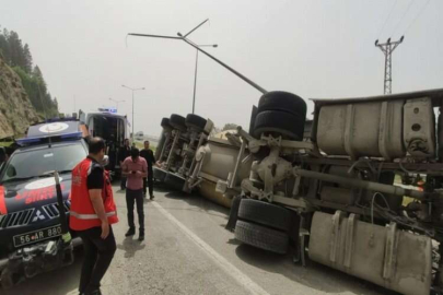 Viraj alamayan beton mikseri devrildi: 1 yaralı