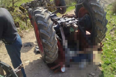 Traktör devrildi: 1 ölü, 1 yaralı