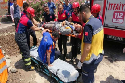 Göçük altında kalan işçi yaralandı