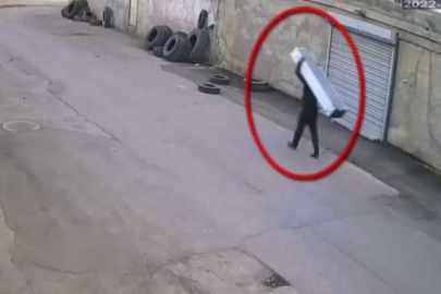 İşyerinden klima ve motosiklet çalan hırsızlar kamerada