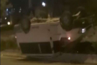 Orta refüje çarpan araç takla attı: 1 ölü 1 ağır yaralı