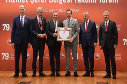 GTB Başkanı Akıncı’ya TOBB hizmet şeref belgesi