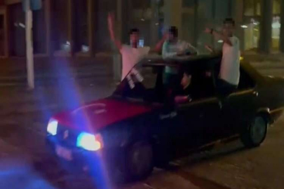 Konvoy oluşturarak trafikte tehlike saçan 7 araca ceza