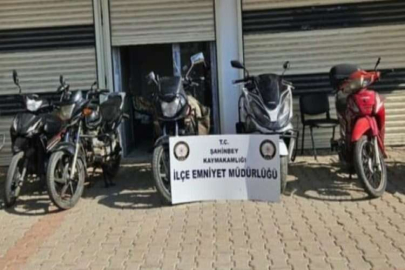 Gaziantep’te "dur" ihtarına uymayan şahsın garajında 5 çalıntı motosiklet bulundu