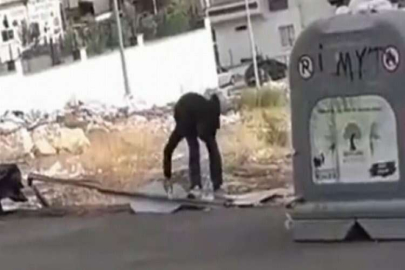 Gaziantep’te trafik uyarı işaret levhası hırsızlığı kamerada