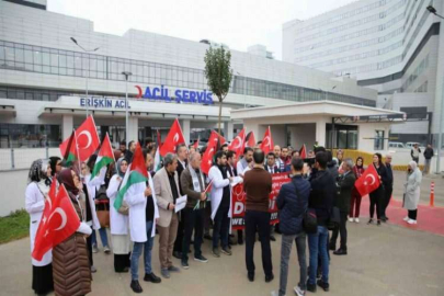 Gaziantep’te sağlık çalışanları Gazze’deki vahşete ’dur’ dedi