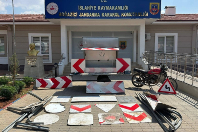 Gaziantep’te levha çalan şüpheli yakalandı