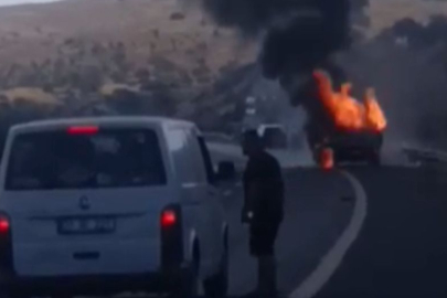 Seyir halindeki kamyonet alev topuna döndü: 1 yaralı