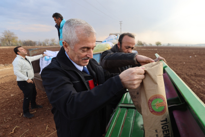 TAHMAZOĞLU DAĞITTIĞI TOHUMLARI ÇİFTÇİLERLE EKTİ
