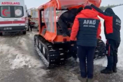 Hamile kadın paletli kar aracıyla kurtarıldı