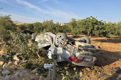 Motosikletle çarpışan otomobil fıstık tarlasına uçtu: 1 ölü, 6 yaralı