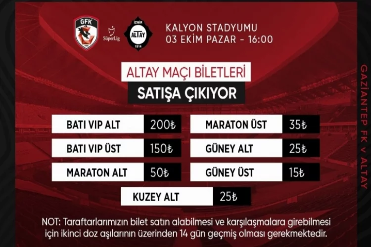Altay maçı biletleri satışa çıktı