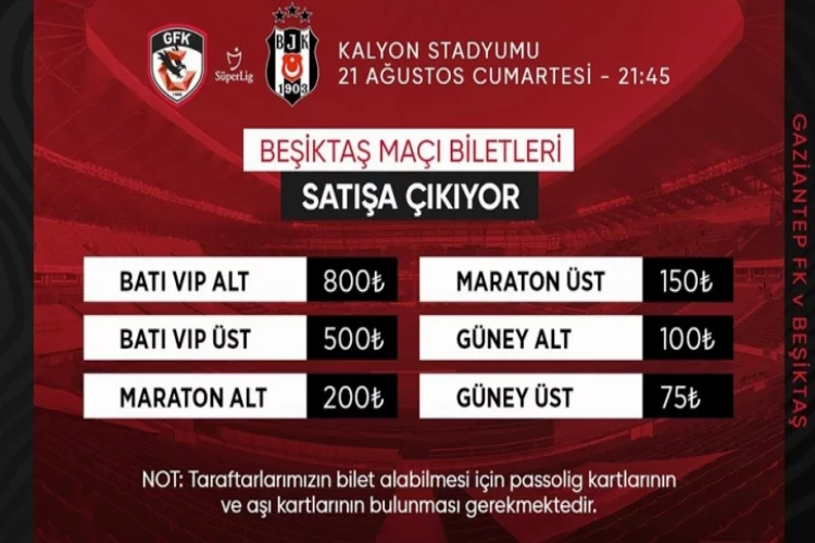 Beşiktaş maçının biletleri satışa çıkıyor